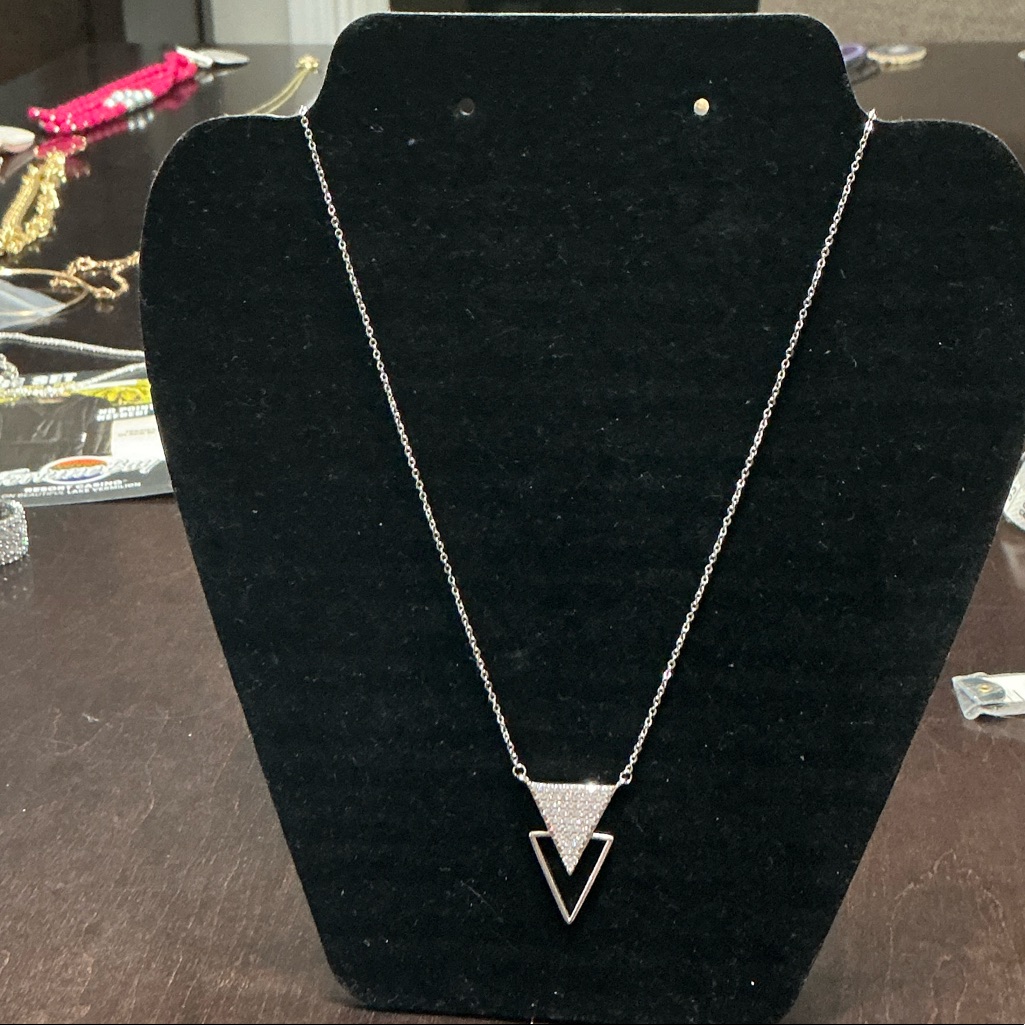 Elegant Silver Triangle Pendant Necklace By Bb Lila